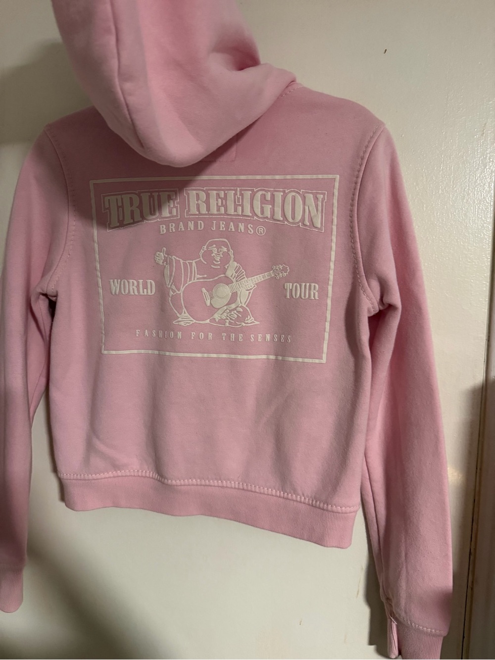 True Religion World Tour Buddha Full Zip Hoodie - Light Pink (Size M)